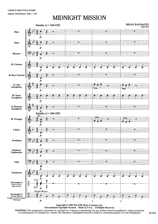 Midnight Mission Score Sheet Music For Concert Band Sheet Music Now 8825