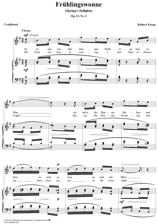 Six Songs on German Texts, op. 23, no. 2: Spring's Delights  (Frühlingswonne)