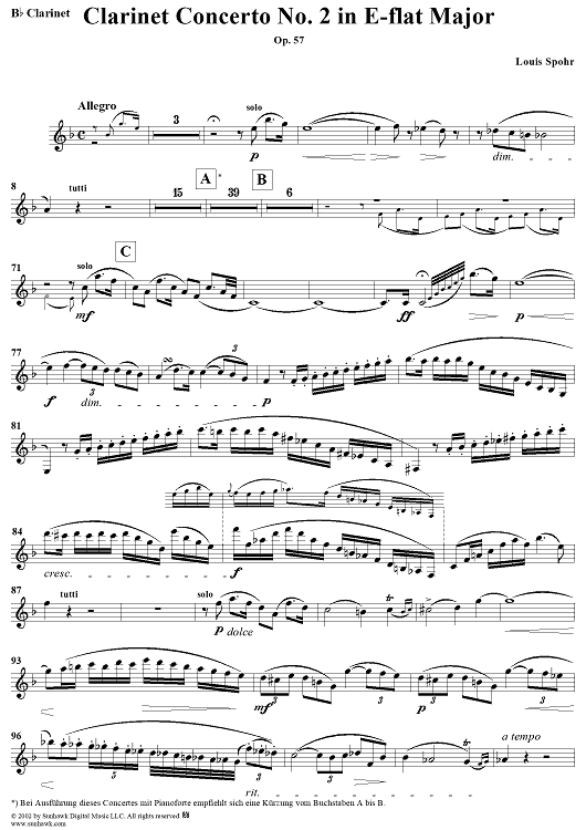 Clarinet Concerto No. 2 - Clarinet in B-flat