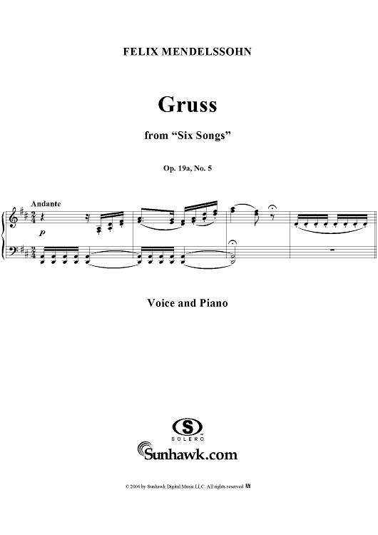 Six Songs, Op. 19a, No. 5: "Greeting" (Gruss)