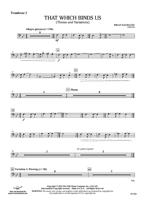 That Which Binds Us (Theme and Variations) - Trombone 3