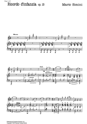 Ricordo d'infanzia Op.13 - Score