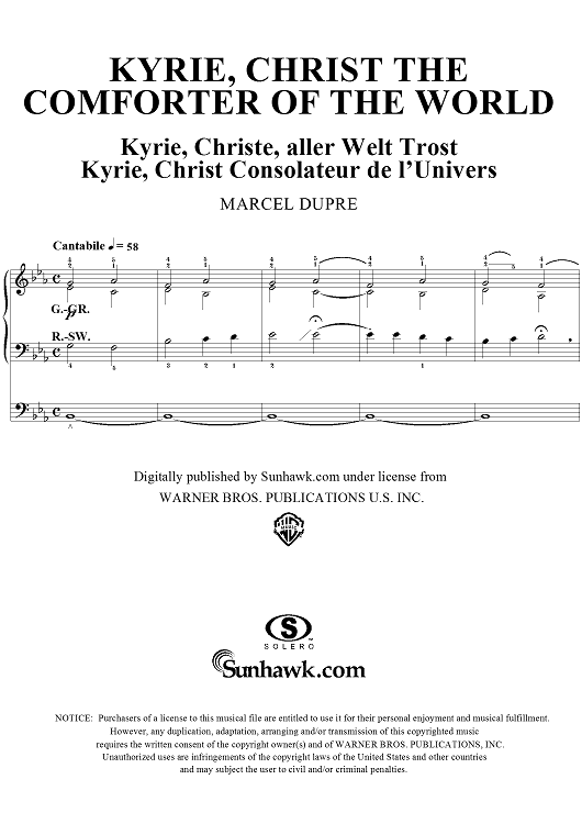 Kyrie, Christ the Comforter of the World, from "Seventy-Nine Chorales", Op. 28, No. 50