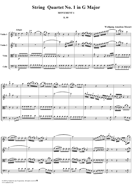 Quartet No. 1, Movement 1 - Score