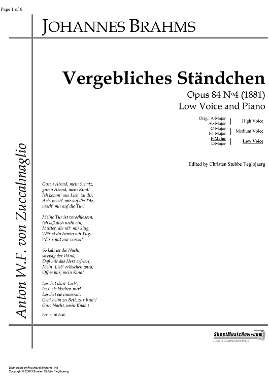 Vergebliches Ständchen Op.84 No. 4