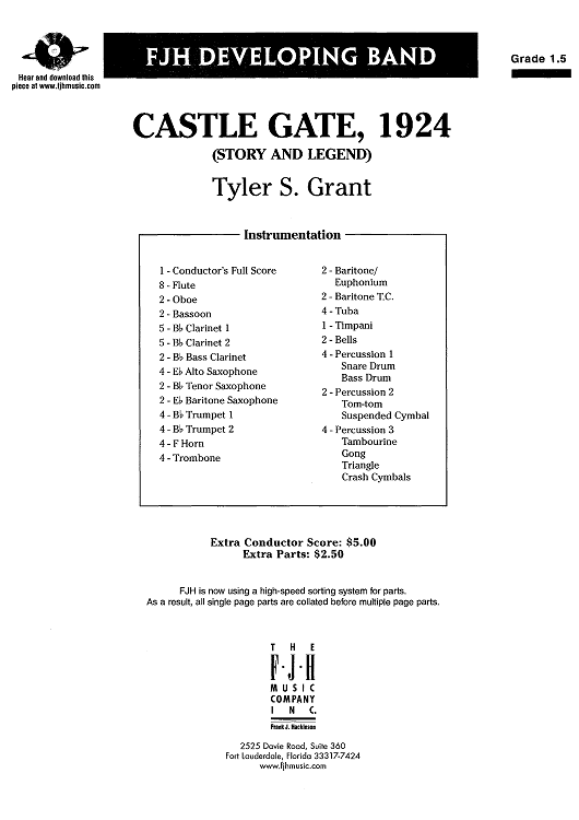 Castle Gate, 1924 (Story & Legend) - Score Cover