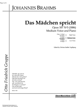 Das Mädchen spricht Op.107 No. 3