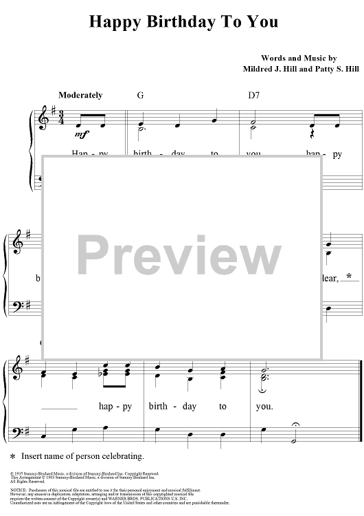 「ハッピーバースデートゥーユー」楽譜「ハッピーバースデートゥーユー」楽譜  