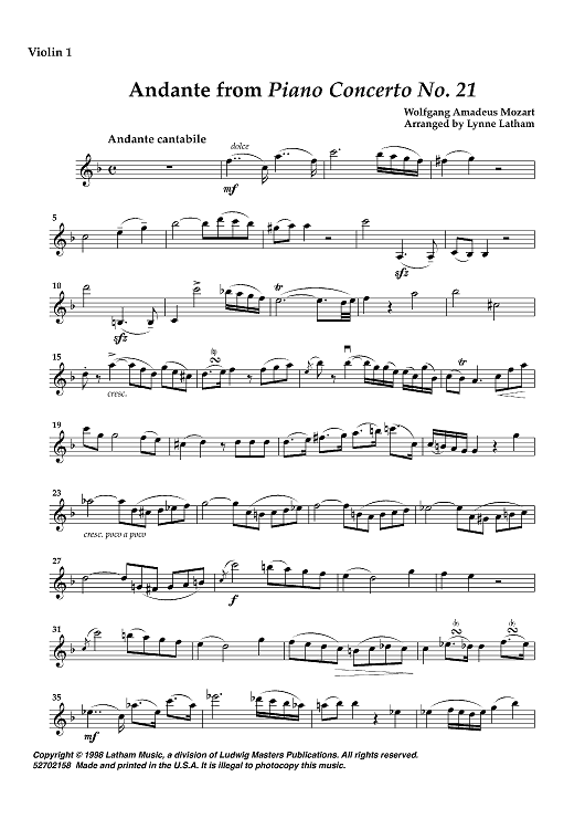 Andante from Piano Concerto No. 1 - Violin 1