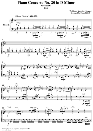 Piano Concerto no. 20 in D minor: Movement 1