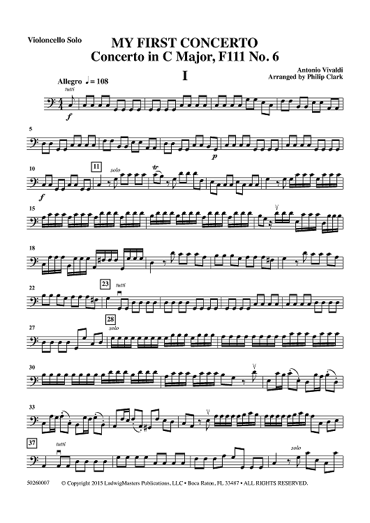 My First Concerto - Concerto in C Major, F111 No. 6 - Solo Violoncello