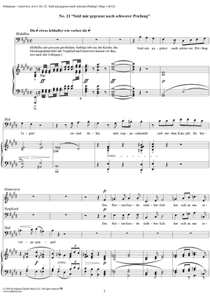 Genoveva, Op. 81, Act 4, No. 21: "Seid mir gegrüsst nach schwerer Prüfung" - Score