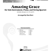 Amazing Grace - for Solo Instrument, Piano and String Quartet - Score