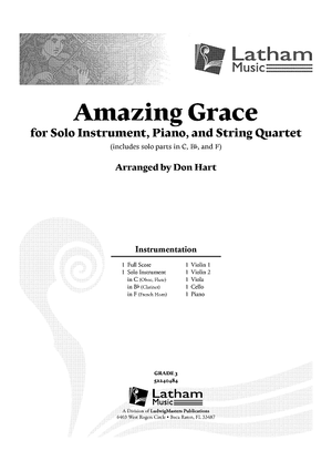 Amazing Grace - for Solo Instrument, Piano and String Quartet - Score