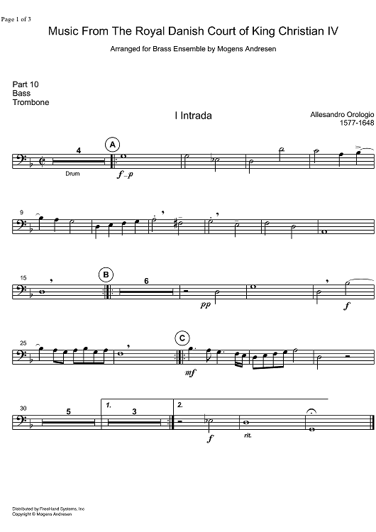 Music from the Royal Danish Court of King Christian IV - Bass Trombone