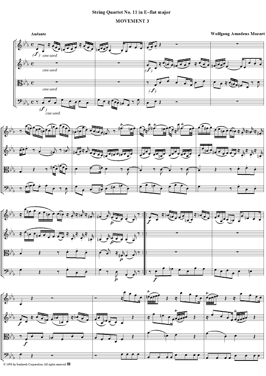 String Quartet No. 11, Movement 3 - Score