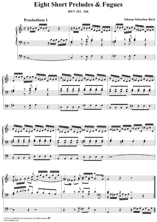 Eight Short Preludes & Fugues, BWV553-560
