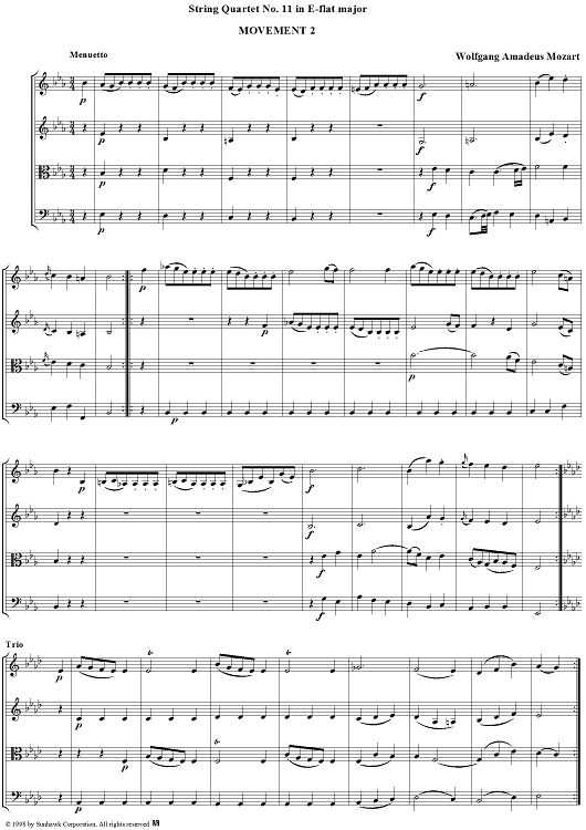 String Quartet No. 11, Movement 2 - Score