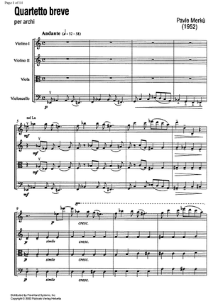 Quartetto breve (Short quartet) - Score