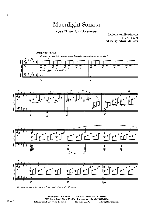 Moonlight Sonata (Op. 27, No. 2, 1st Movement)