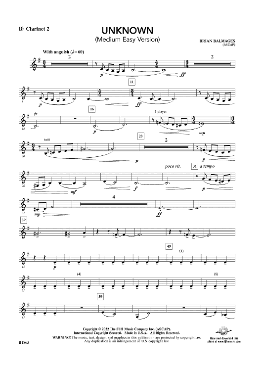 Unknown (Medium Easy Version) - Bb Clarinet 2