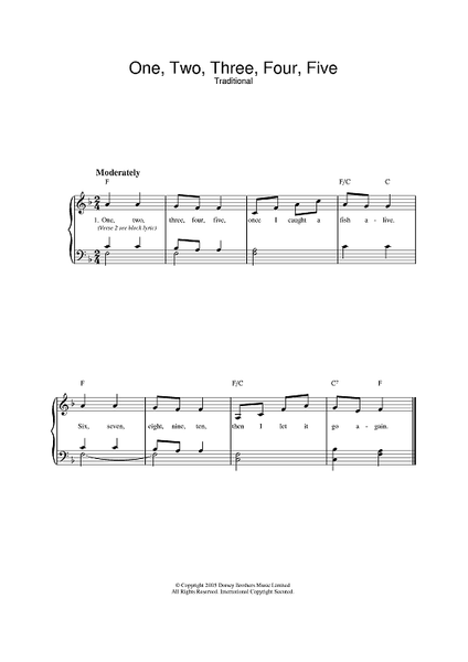 One, Two, Three, Four, Five Songsheet