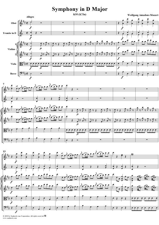 Symphony (No. 45) in D Major, K95 - Full Score