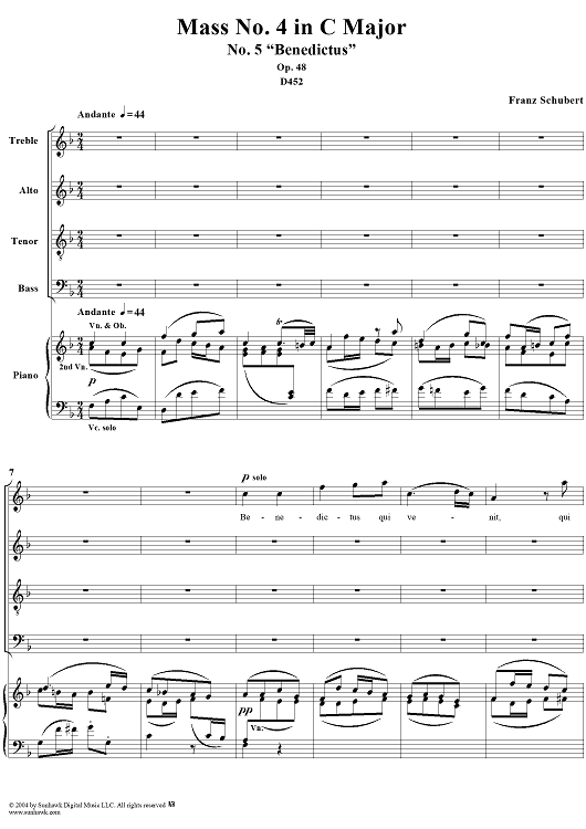 Mass No. 4 in C Major, Op. 48, D452: No. 5, Benedictus