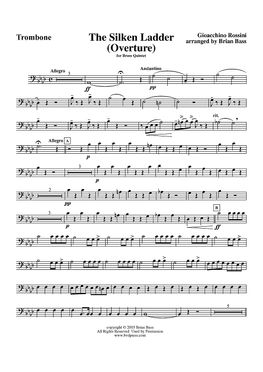 The Silken Ladder Overture - Trombone