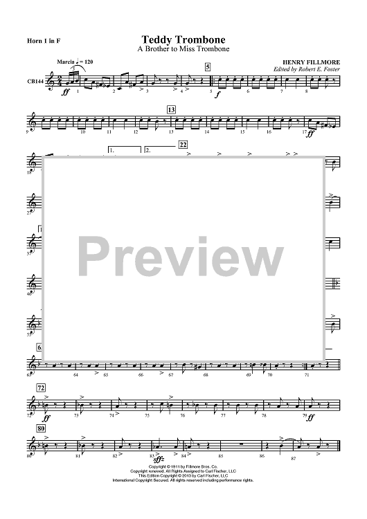 Teddy Trombone - A Brother to Miss Trombone - Horn 1 in F