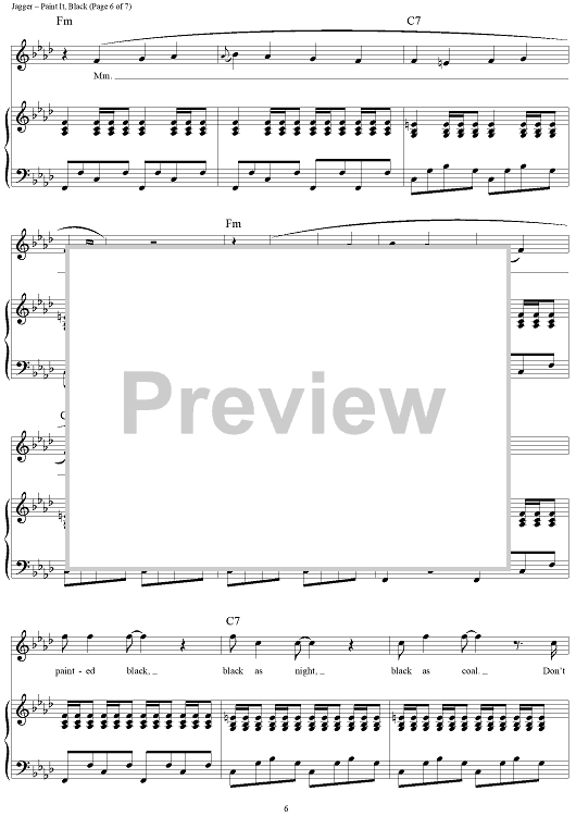 The Rolling Stones Paint It, Black Sheet Music (Easy Piano) in E Minor -  Download & Print - SKU: MN0146494