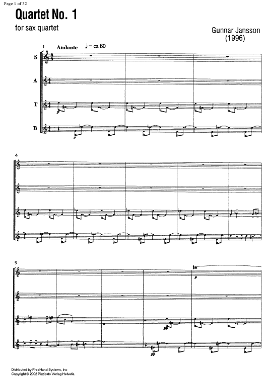 Quartet No. 1 - Score