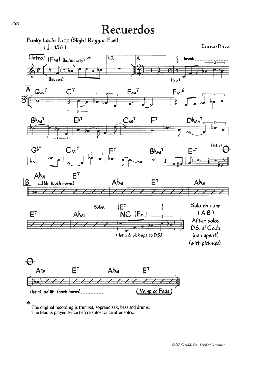 Recuerdos Bb Instruments Sheet Music by Enrico Rava for