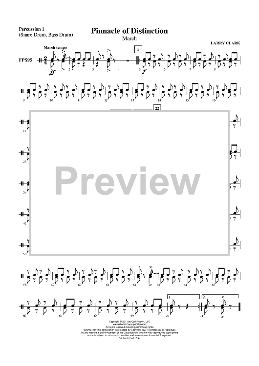 Pinnacle of Distinction (March) - Percussion 1