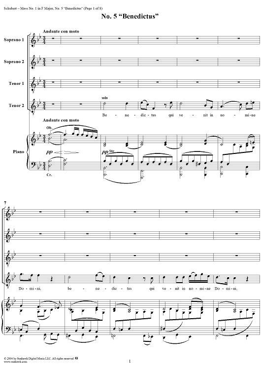 Mass No. 1 in F Major, D105: No. 5, Benedictus