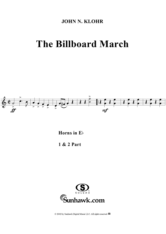 The Billboard March - E-flat Horns 1 & 2