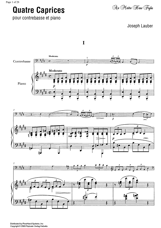 Quatre Caprices - Score