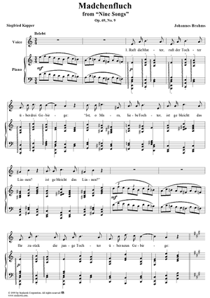 Mädchenfluch - No. 9 from "Nine Songs" Op. 69