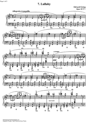 Lyrical Pieces Op.38 No. 1 - Berceuse (Lullaby)