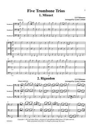 Five Trombone Trios - Score