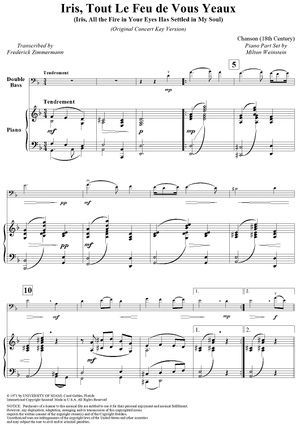 Iris, Tout Le Feu de Vous Yeaux - Piano Score