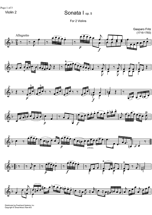 Sonata Op. 5 No. 1 - Violin 2