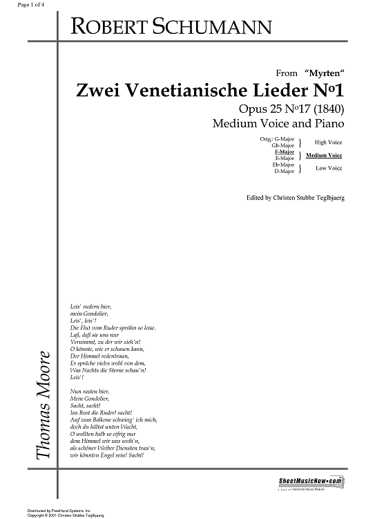 Zwei Venetianische Lieder No. 1 Op.25 No.17