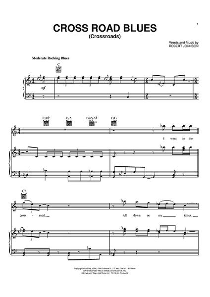 Cross Road Blues (Crossroads) by R.L. Johnson - sheet music on MusicaNeo