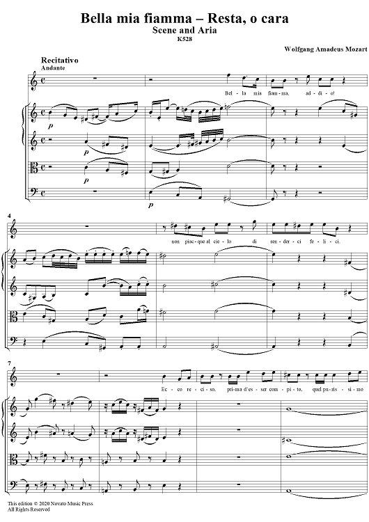 "Bella mia fiamma", scena and "Resta, o cara", aria, K528 - Score
