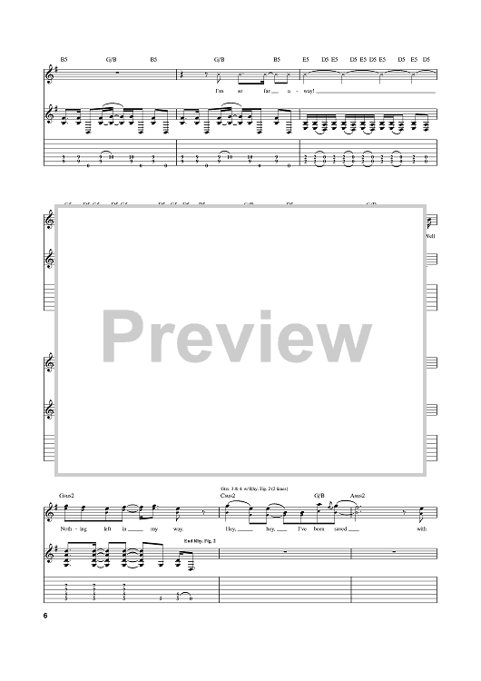 So Far Away Sheet Music by Crossfade for Guitar Tab Sheet