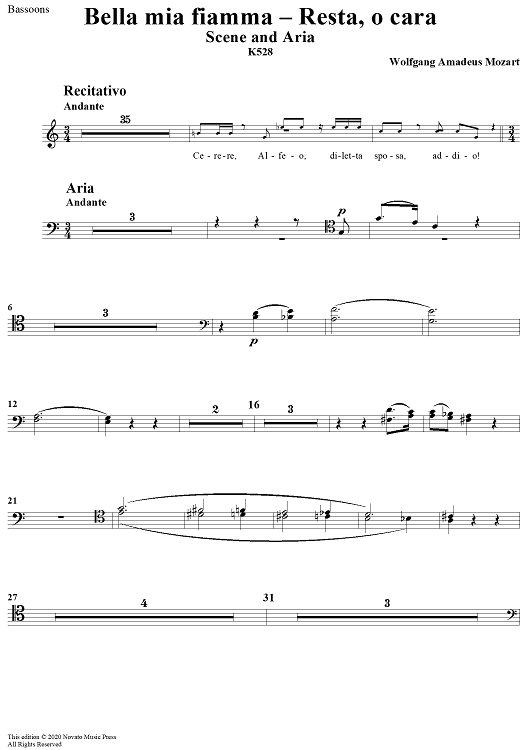 "Bella mia fiamma", scena and "Resta, o cara", aria, K528 - Bassoons