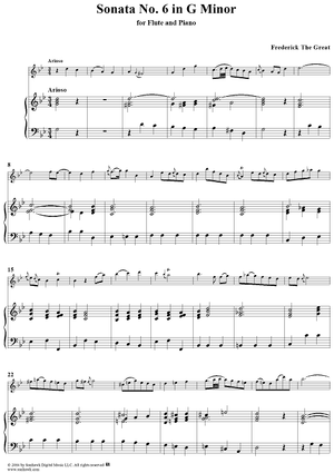 Sonata No. 6 in G Minor - Piano/Score