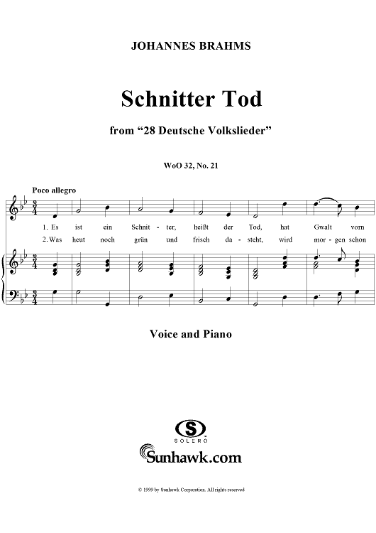 Schnitter Tod - No. 21 from "28 Deutsche Volkslieder" WoO 32