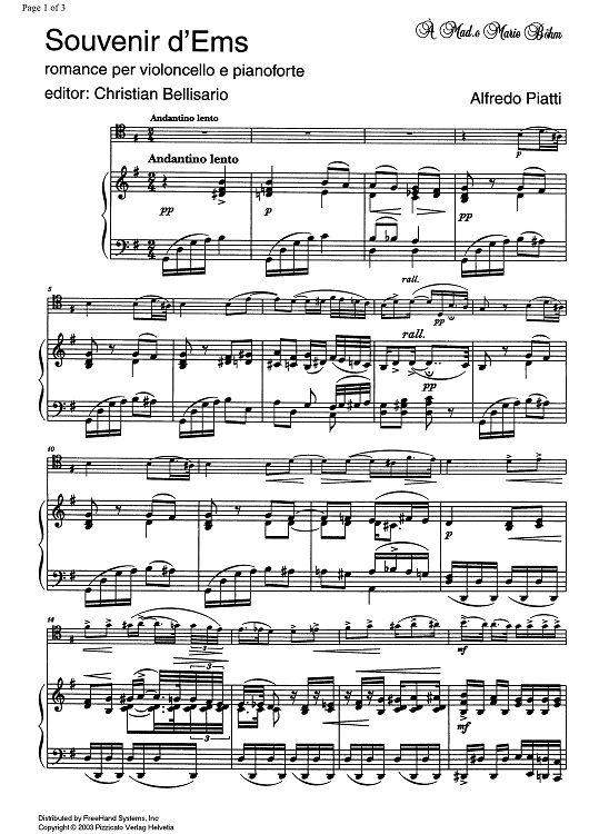 Souvenir d'Ems - Score